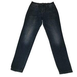 Fashion Nova High Rise Dark Wash Distressed Denim Jeans 13 casual